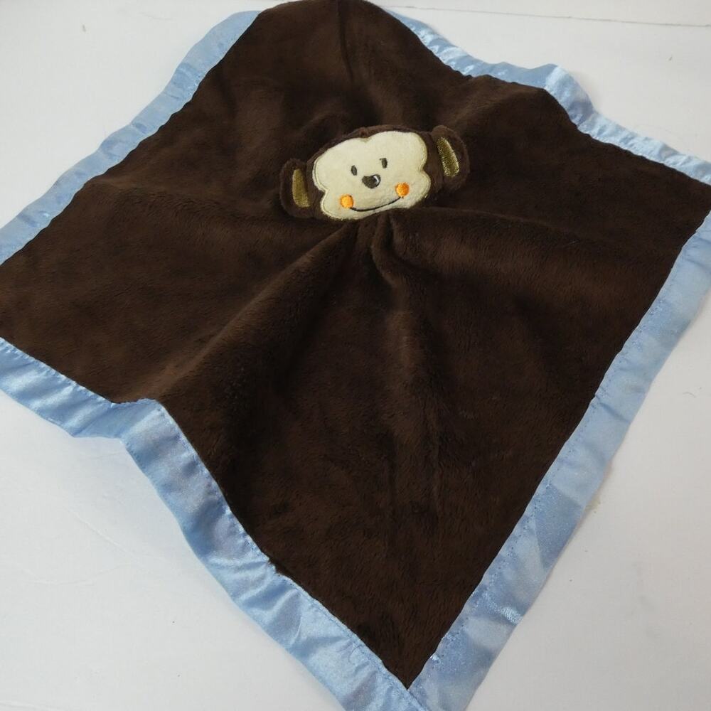 Baby Essentials Monkey Lovey/Security Blanket Satin Fleece